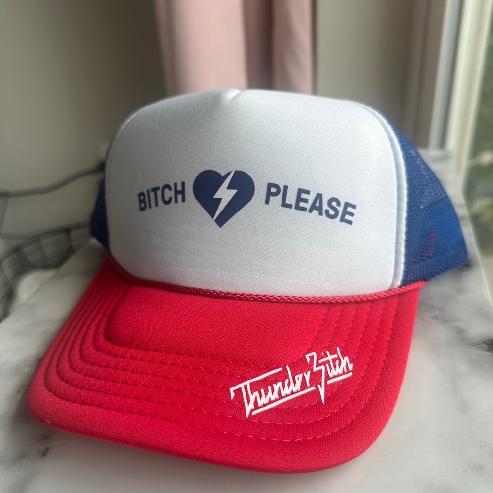 Red and blue hat